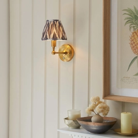 Burley Rechargeable Brass Wall Light & Zigzag 16cm Pearl Grey Shade ceramic table lamp
