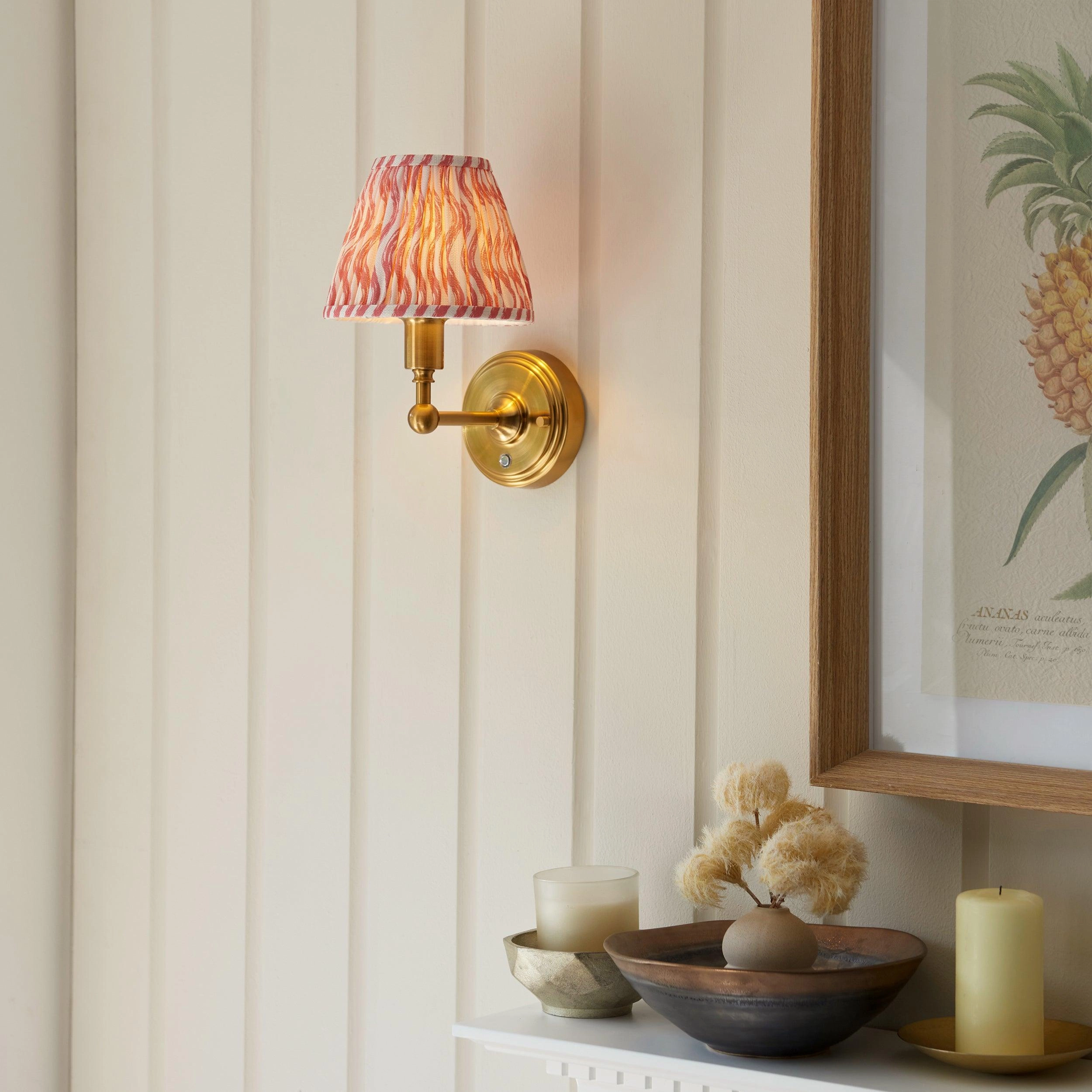 Burley Rechargeable Brass Wall Light With 16cm Shade