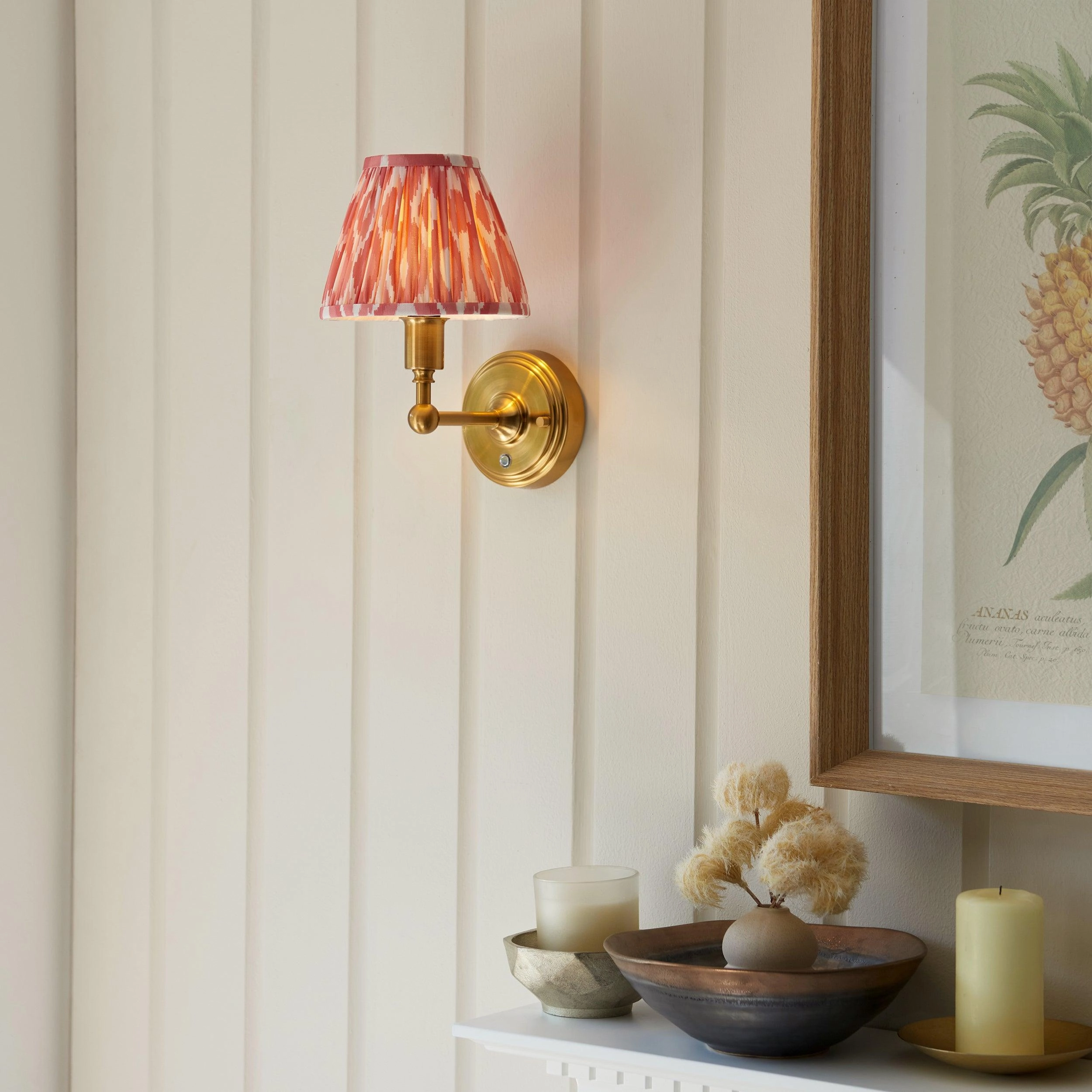 Burley Rechargeable Brass Wall Light With 16cm Shade