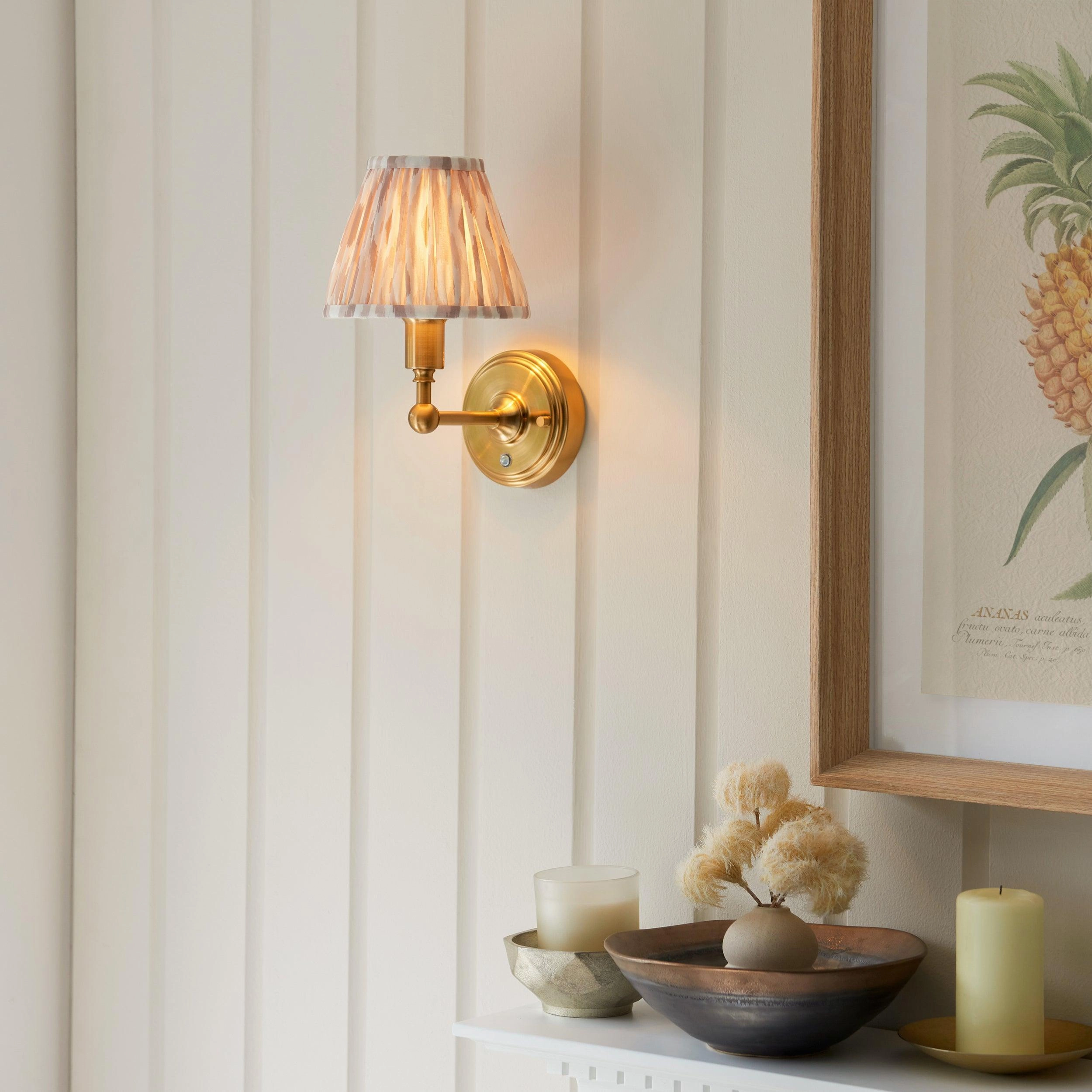 Burley Rechargeable Brass Wall Light With 16cm Shade