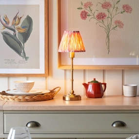Burley Rechargeable Table Lamp & Ikat 16cm Coral Pink Shade ceramic table lamp