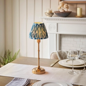 Burley Rechargeable Table Lamp & Ikat 16cm Marlin Blue Shade ceramic table lamp