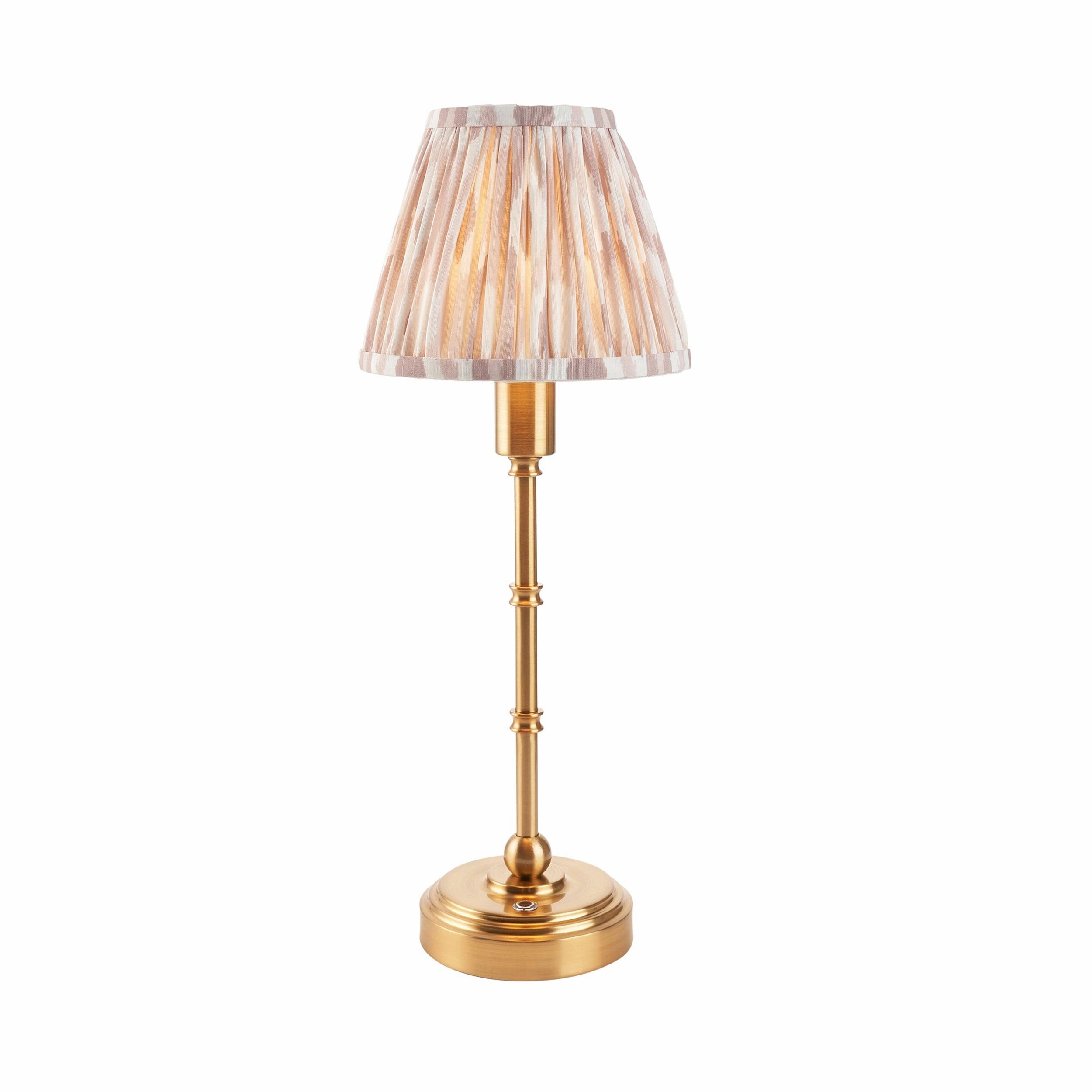 Burley Rechargeable Table Lamp & Ikat 16cm Neutral Shade