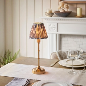 Burley Rechargeable Table Lamp & Ikat 16cm Pearl Grey Shade ceramic table lamp