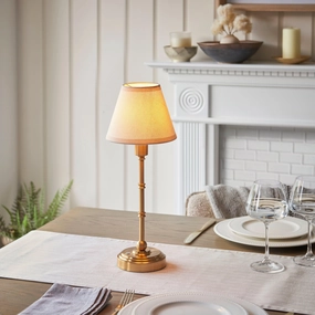 Burley Rechargeable Table Lamp & Ivy 16cm Vintage White Shade ceramic table lamp