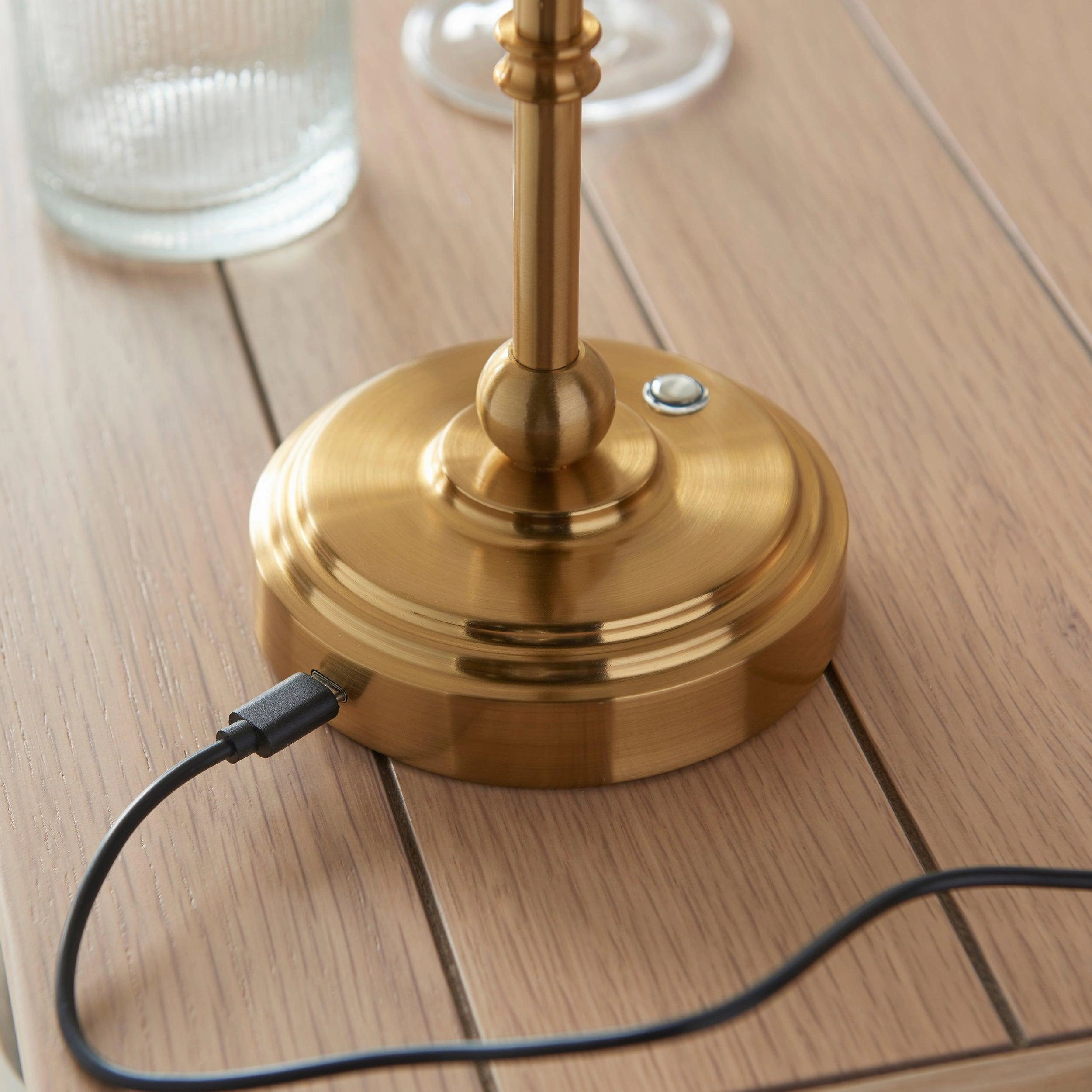 Burley Rechargeable Table Lamp & Ivy 16cm Vintage White Shade