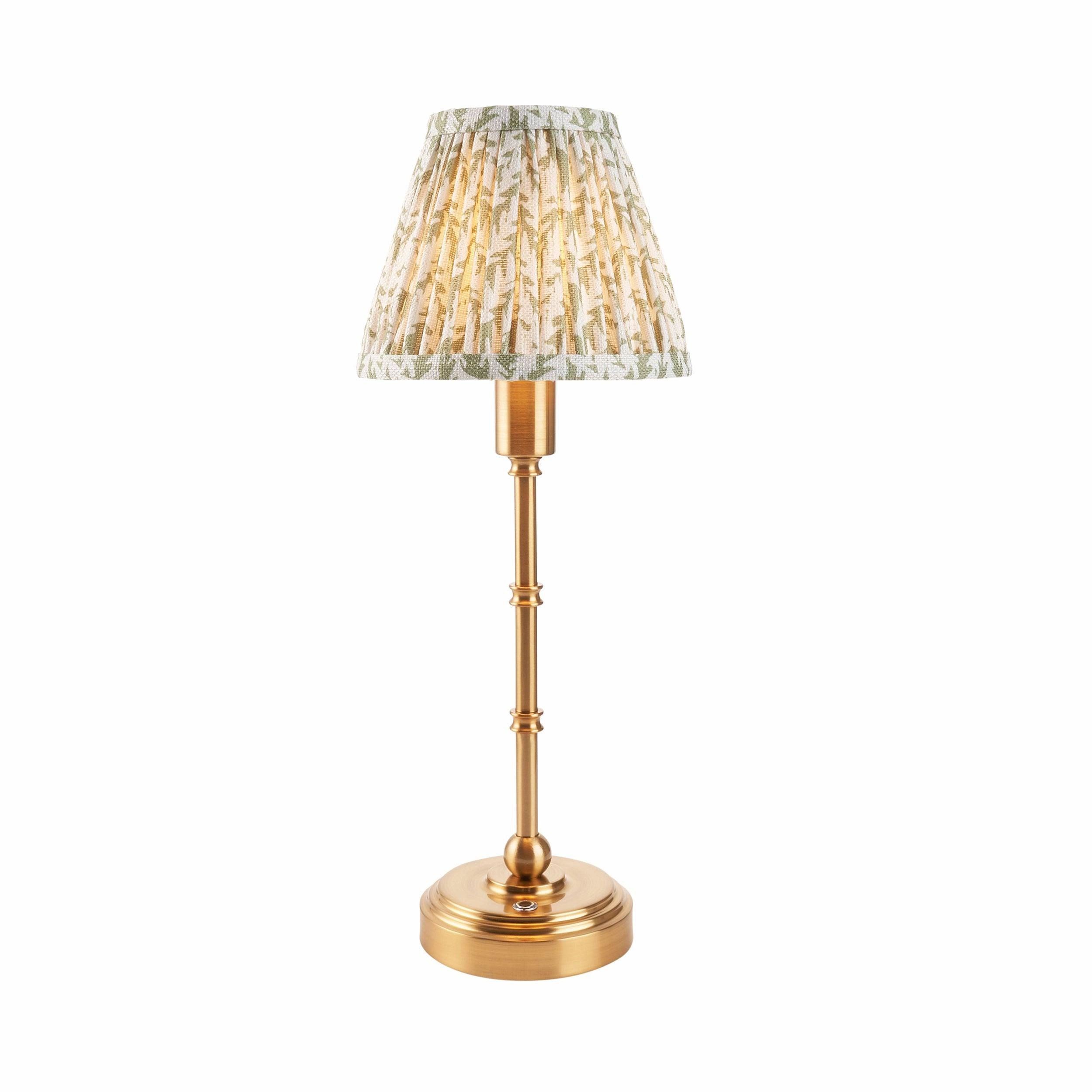 Burley Rechargeable Table Lamp & Leaf 16cm Herb Garden Green Shade