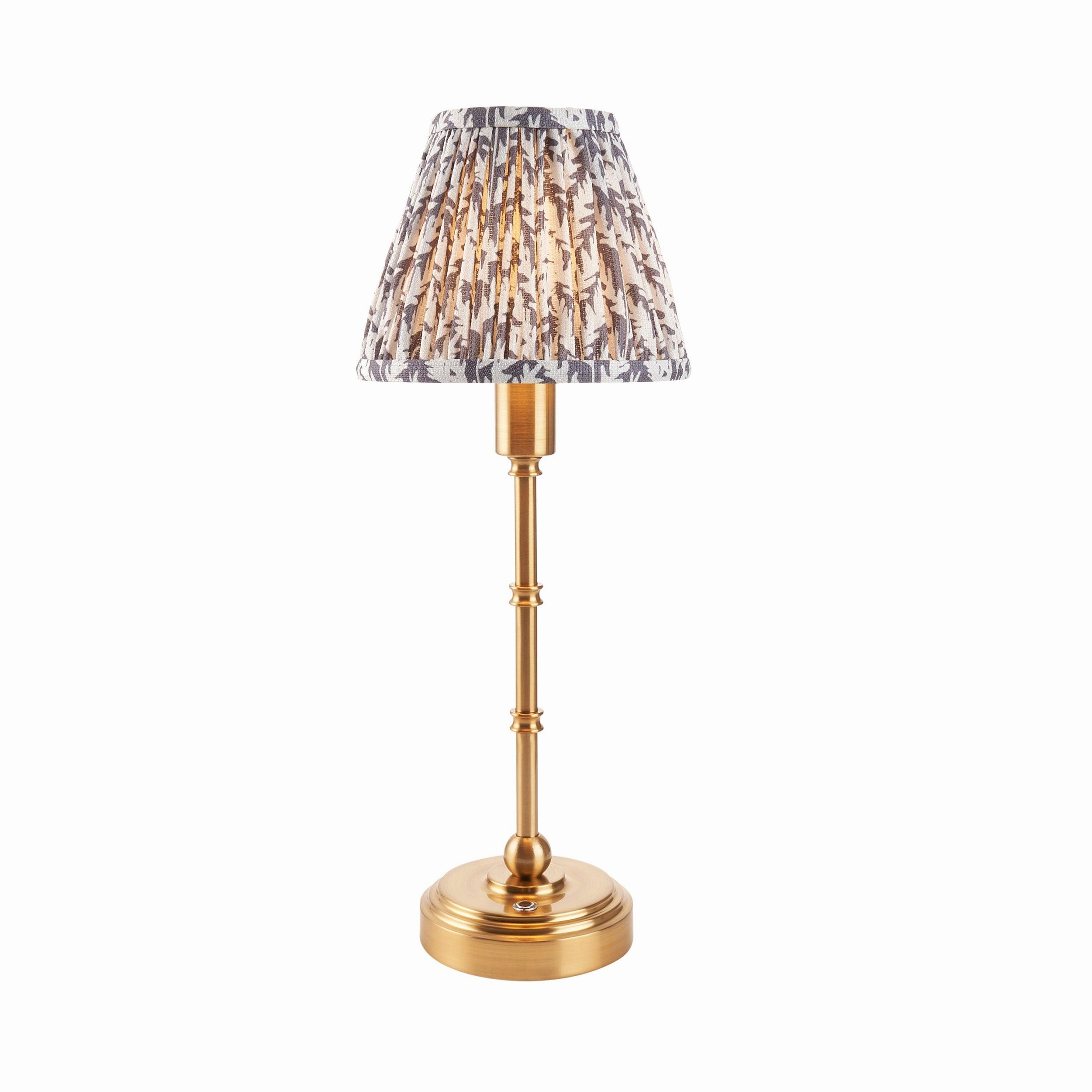 Burley Rechargeable Table Lamp & Leaf 16cm Pearl Grey Shade