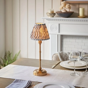 Burley Rechargeable Table Lamp & Ripple 16cm Pearl Grey Shade ceramic table lamp