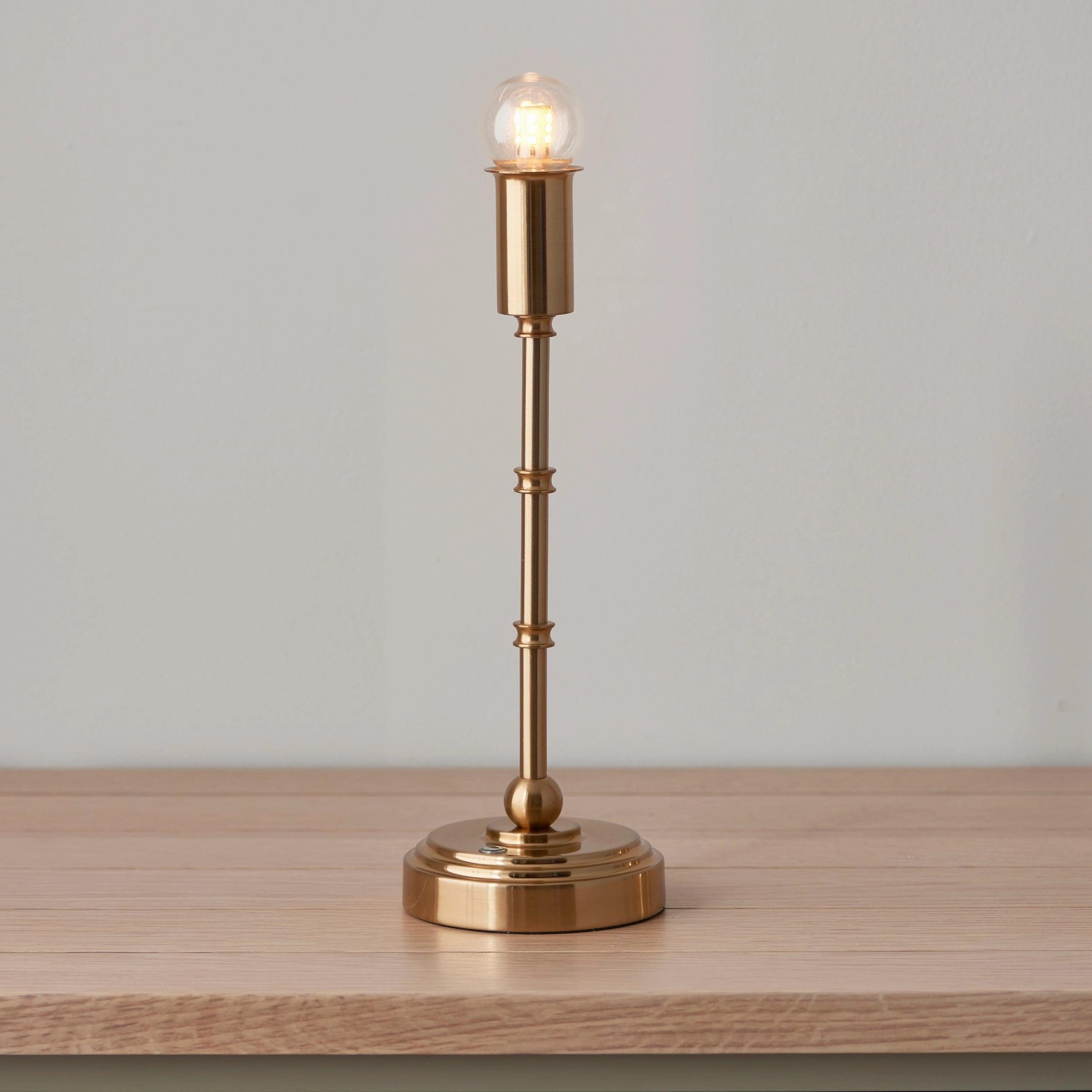 Burley Rechargeable Table Lamp & Zigzag 16cm Apricot Orange Shade