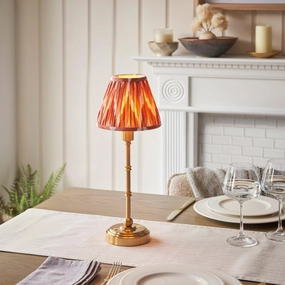 Burley Rechargeable Table Lamp & Zigzag 16cm Apricot Orange Shade ceramic table lamp
