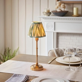Burley Rechargeable Table Lamp & Zigzag 16cm Cotswold Green Shade ceramic table lamp