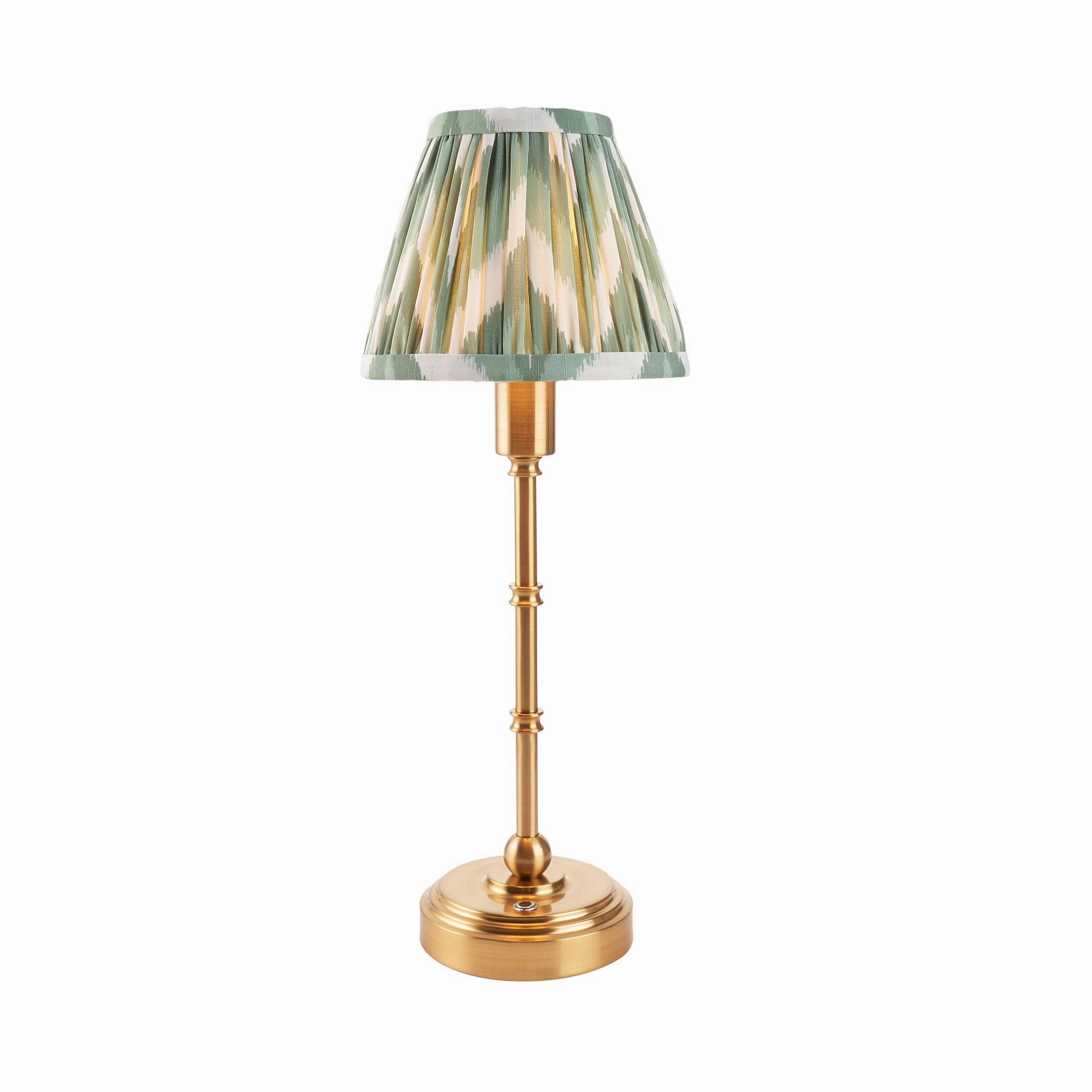 Burley Rechargeable Table Lamp & Zigzag 16cm Cotswold Green Shade