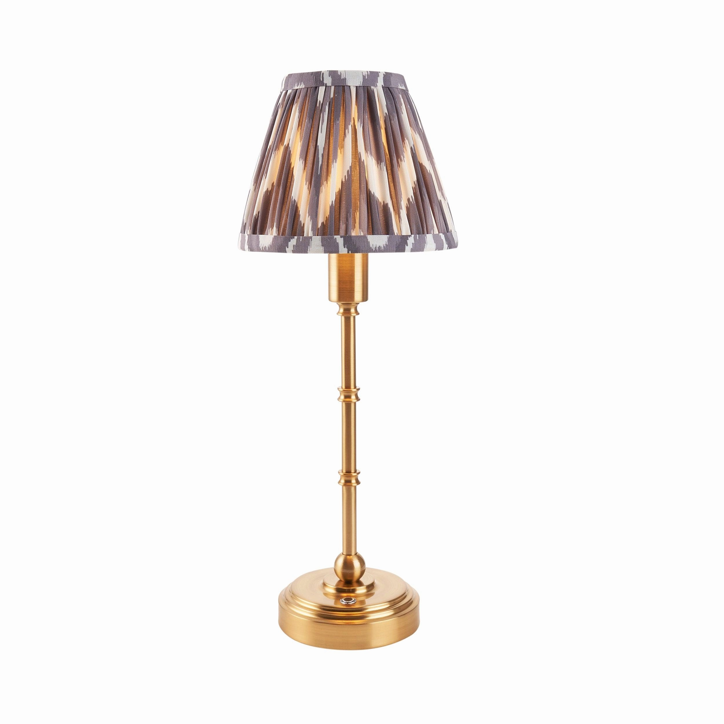 Burley Rechargeable Table Lamp & Zigzag 16cm Pearl Grey Shade