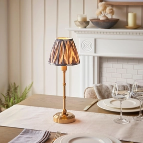 Burley Rechargeable Table Lamp & Zigzag 16cm Pearl Grey Shade ceramic table lamp