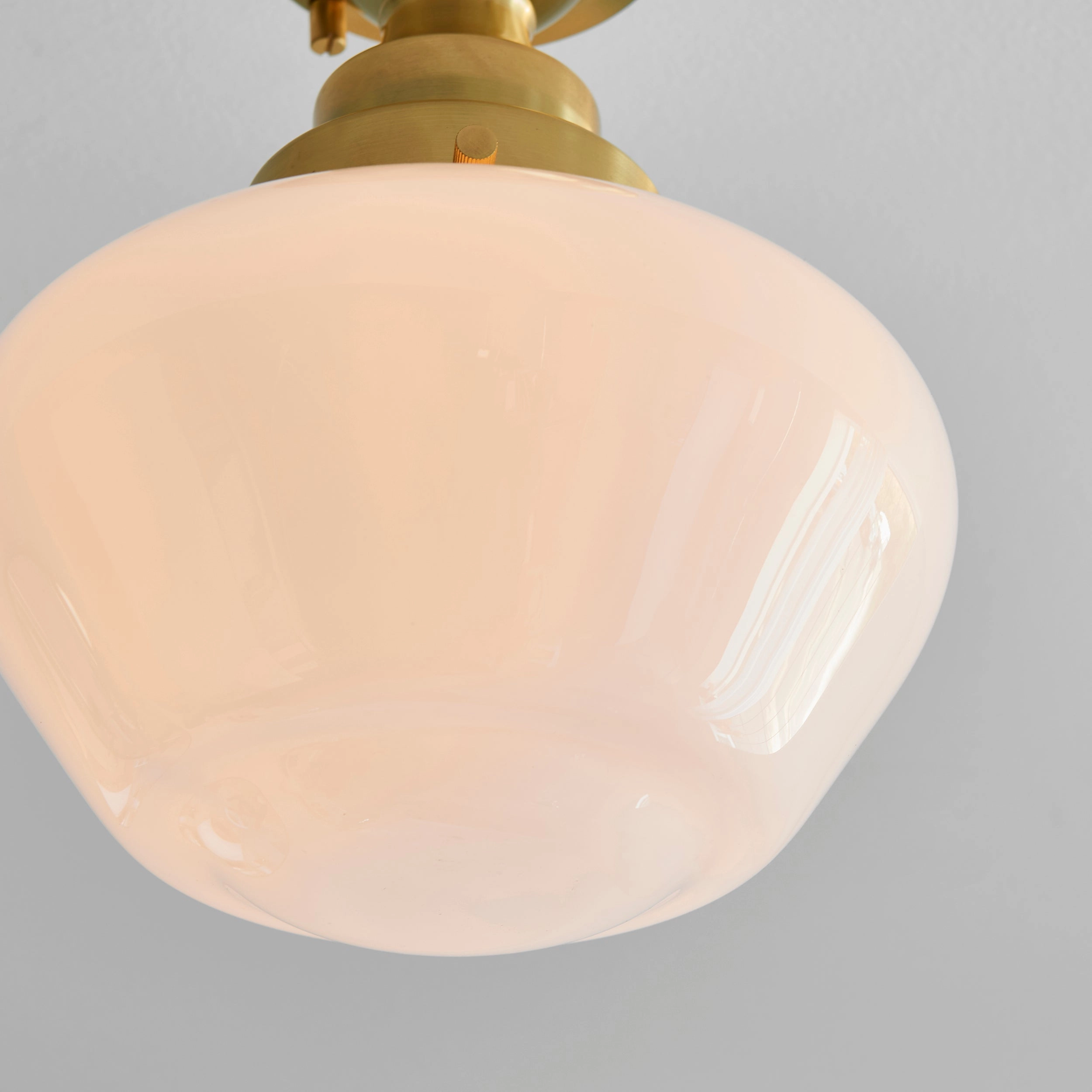 Camberley Brass & Opal Glass School House Semi Flush Ceiling Light