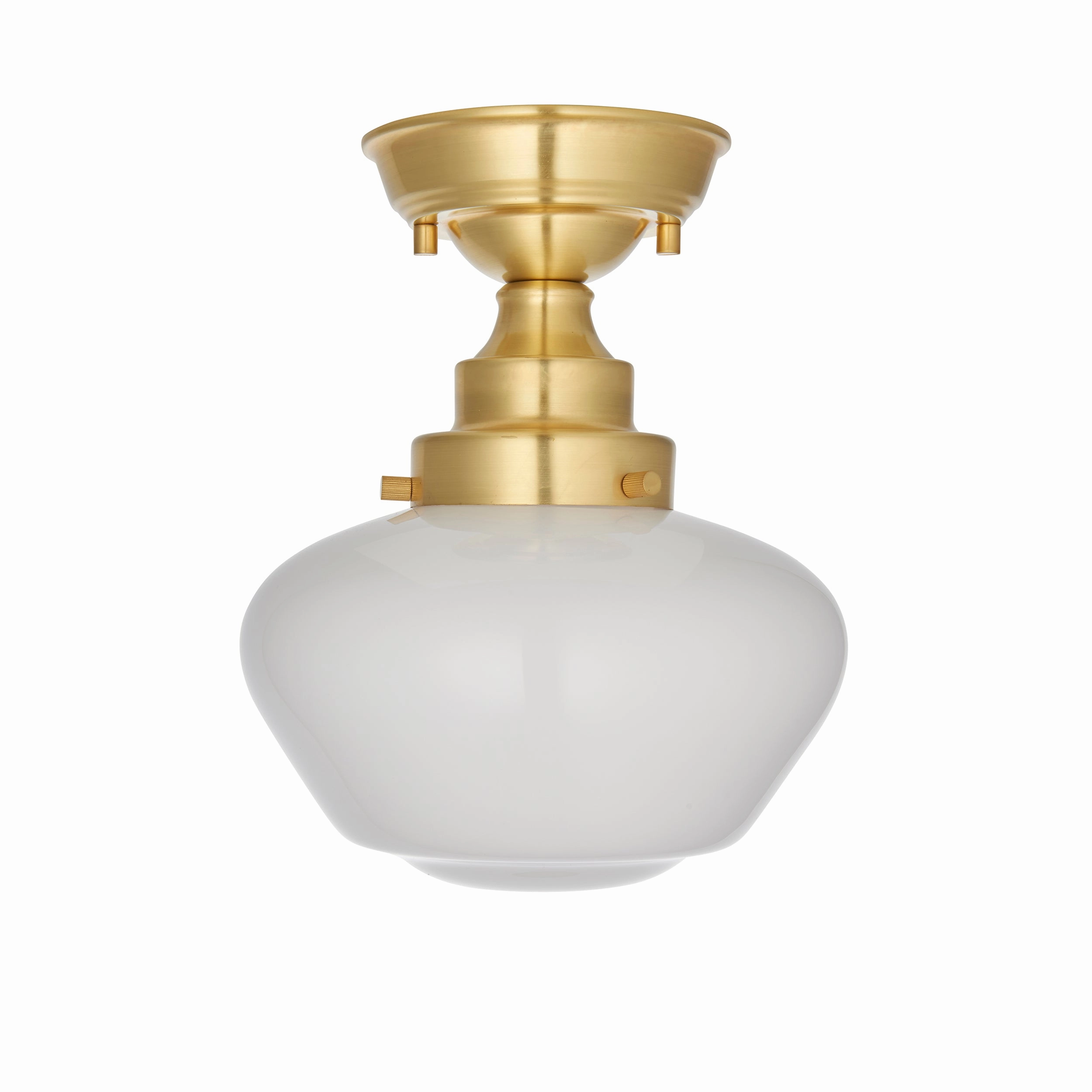Camberley Brass & Opal Glass School House Semi Flush Ceiling Light