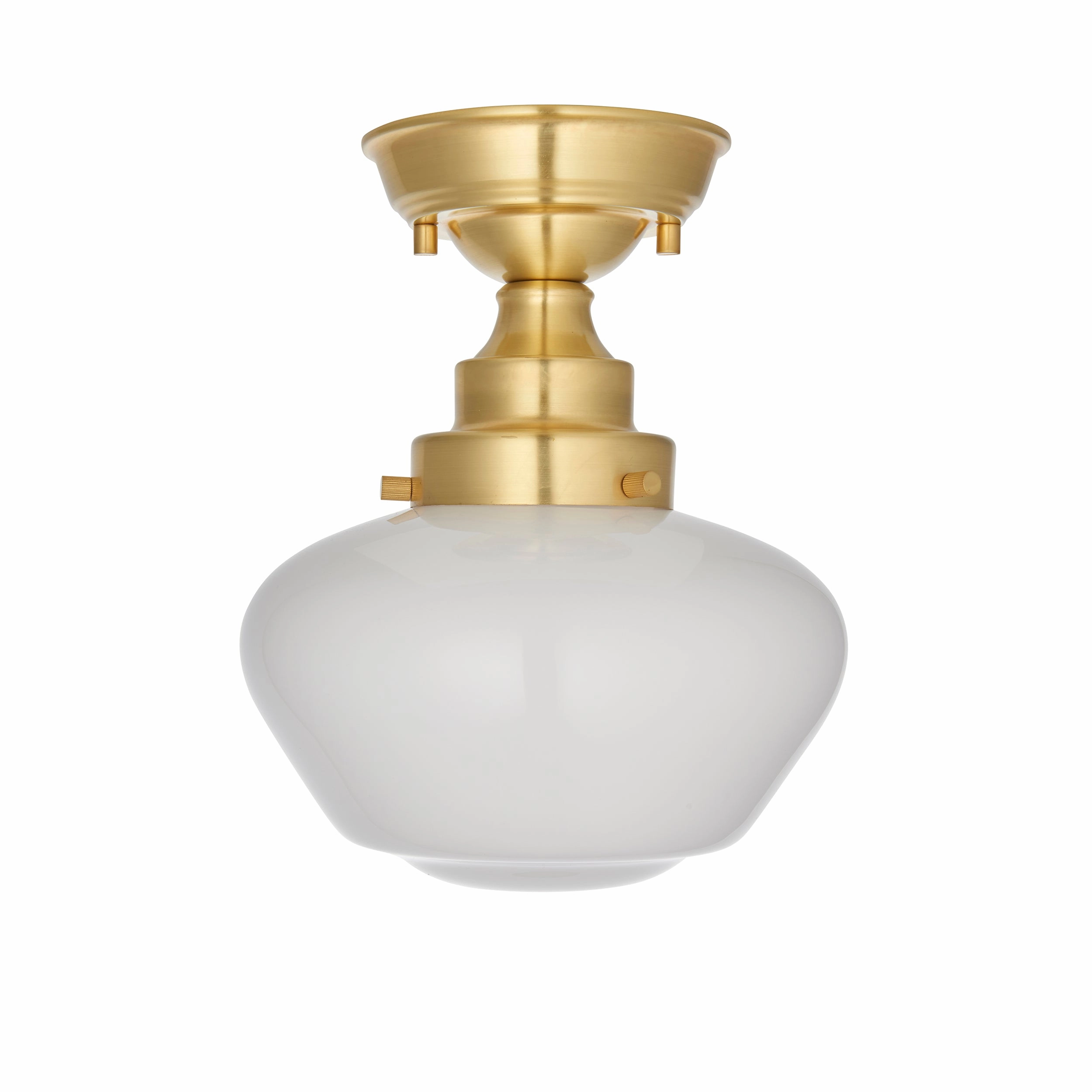 Camberley Brass & Opal Glass School House Semi Flush Ceiling Light
