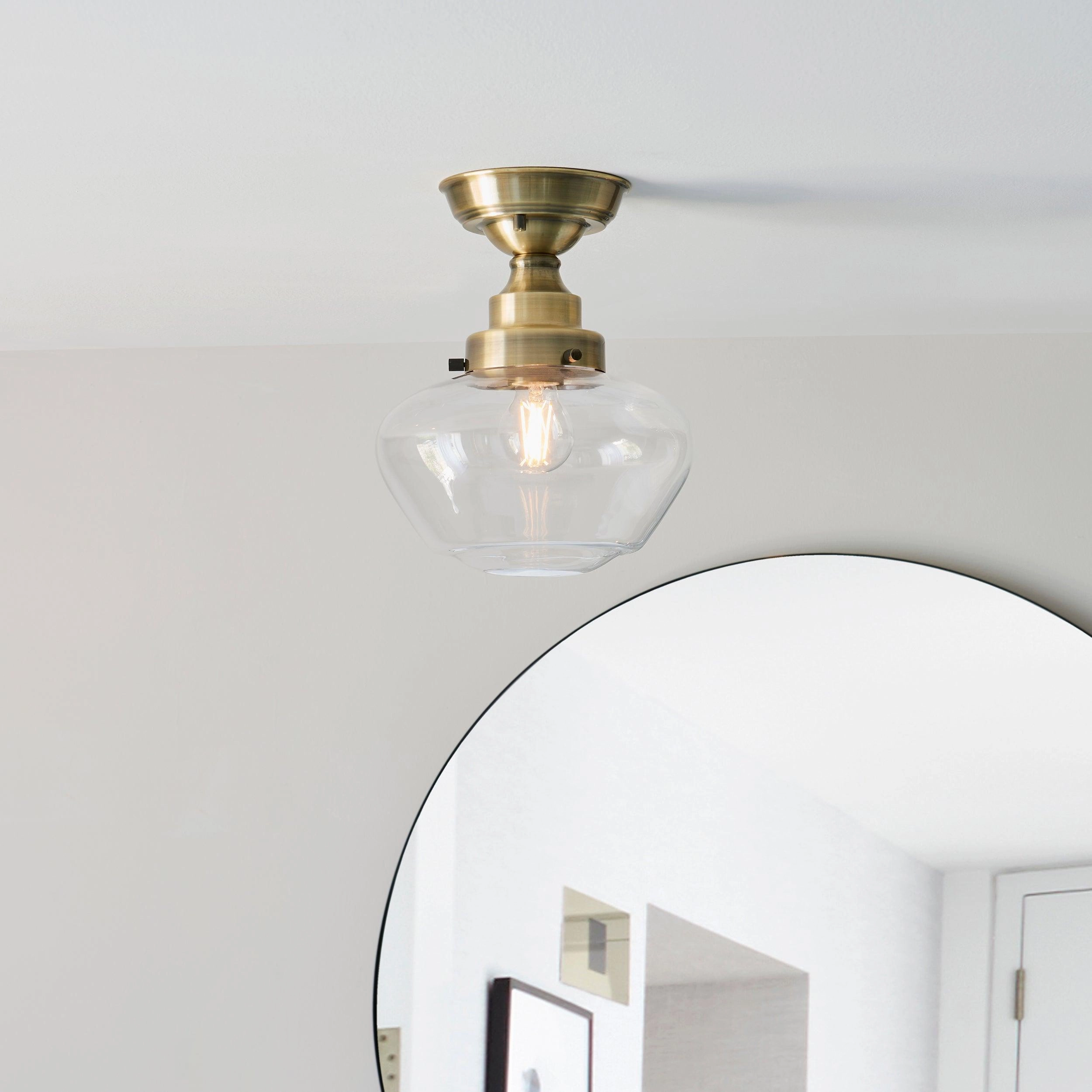 Camberley Brass School House Semi Flush Ceiling Light