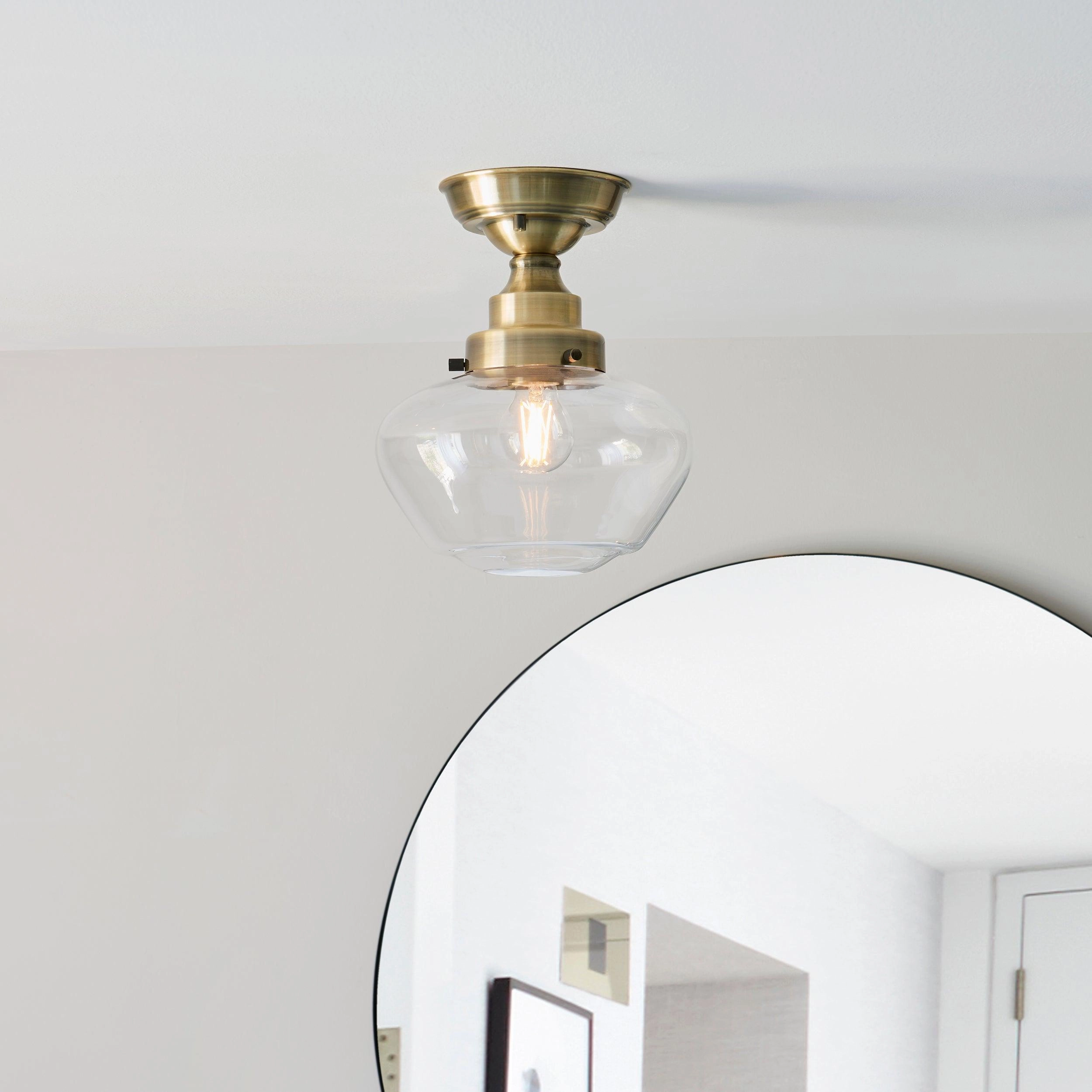 Camberley Brass School House Semi Flush Ceiling Light