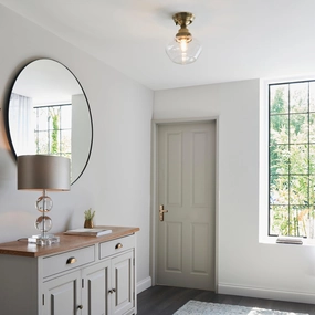 Camberley Brass School House Semi Flush Ceiling Light white ceiling lamp