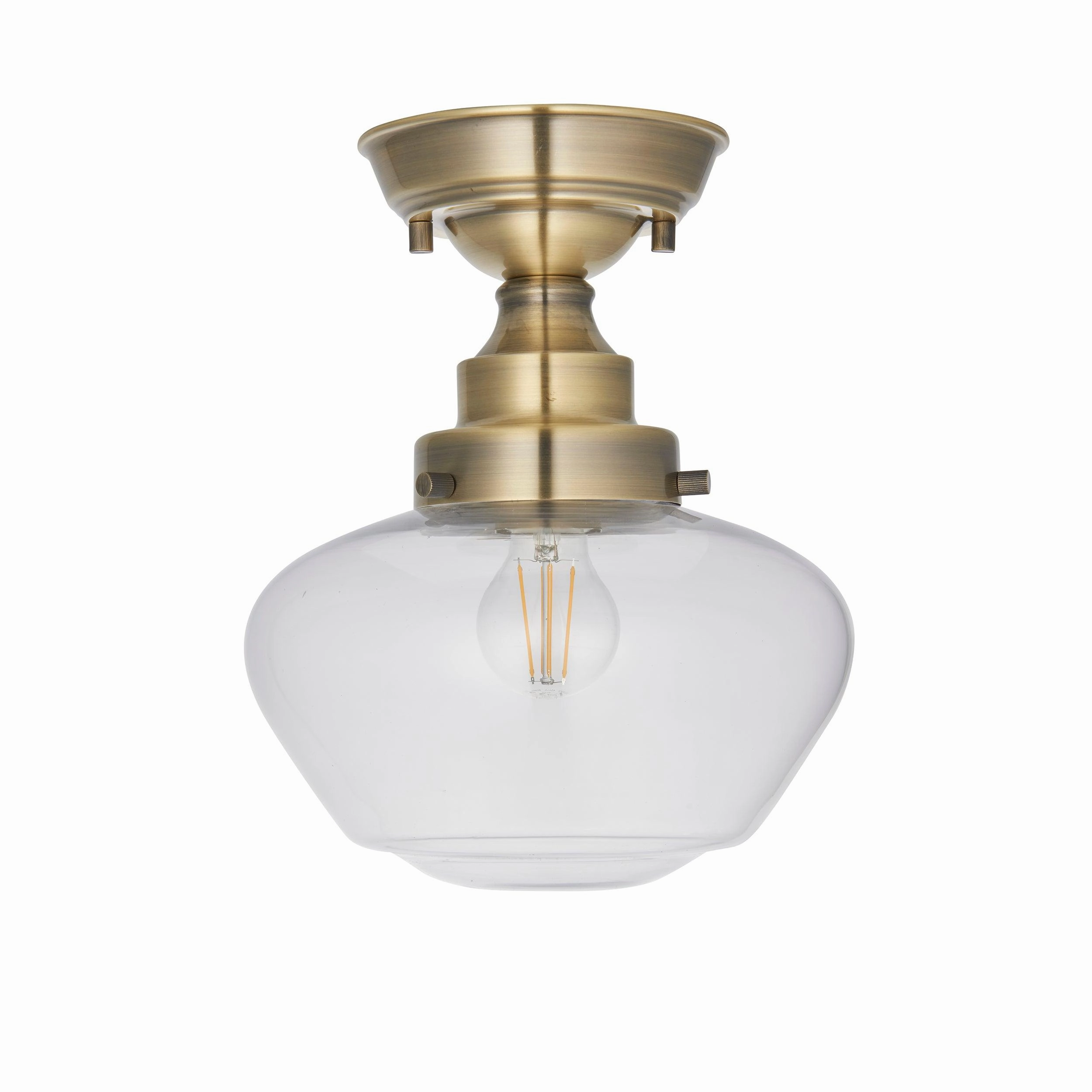 Camberley Brass School House Semi Flush Ceiling Light