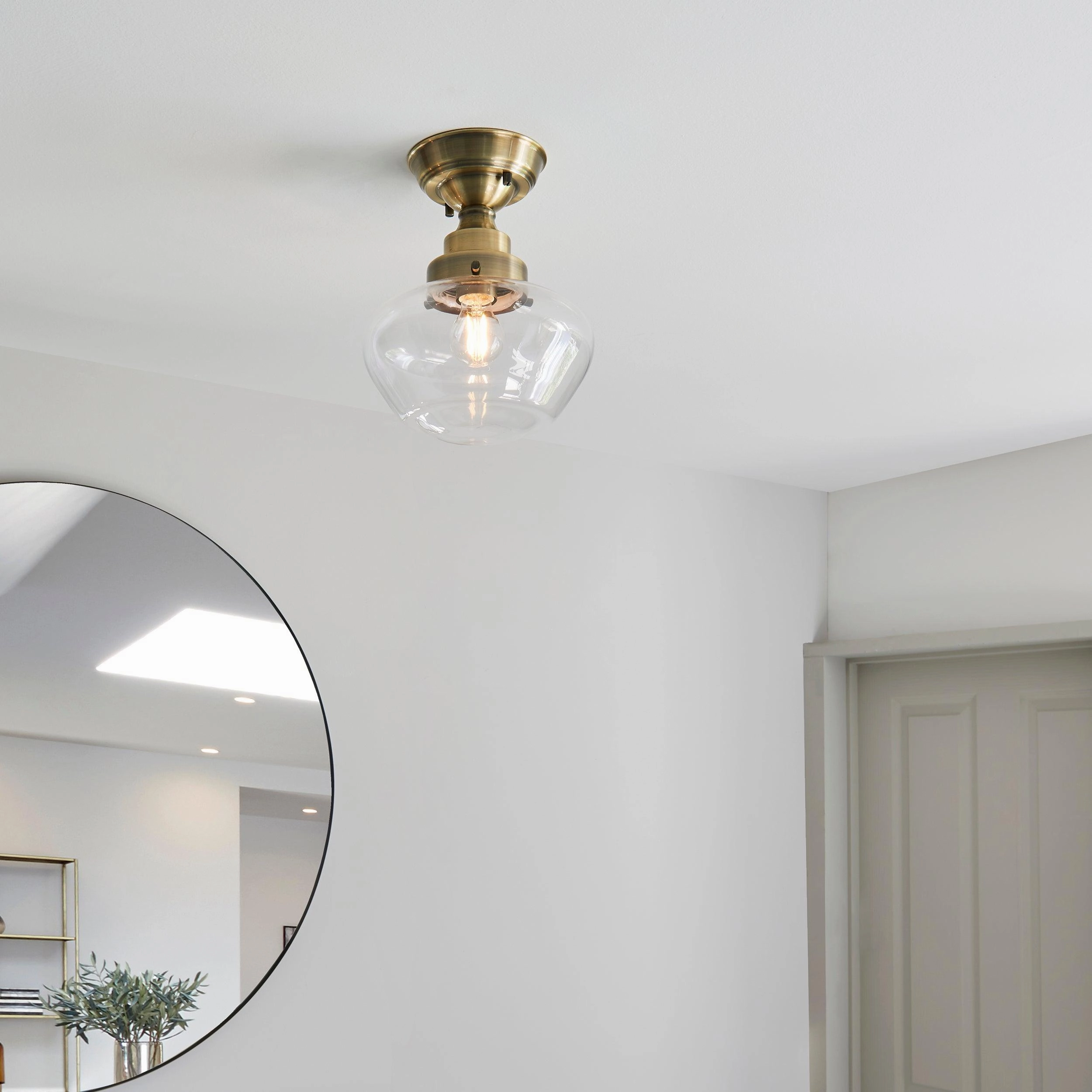 Camberley Brass School House Semi Flush Ceiling Light