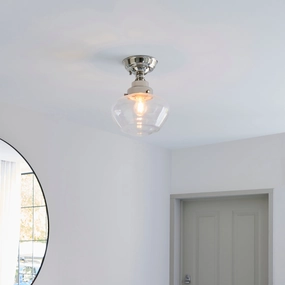 Camberley Nickel School House Semi Flush Ceiling Light ambient ceiling fixture