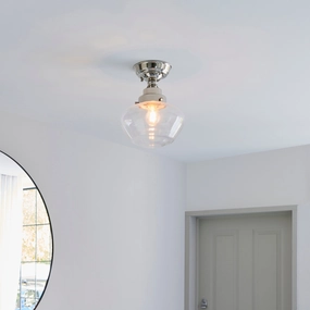Camberley Nickel School House Semi Flush Ceiling Light soft glow ceiling light