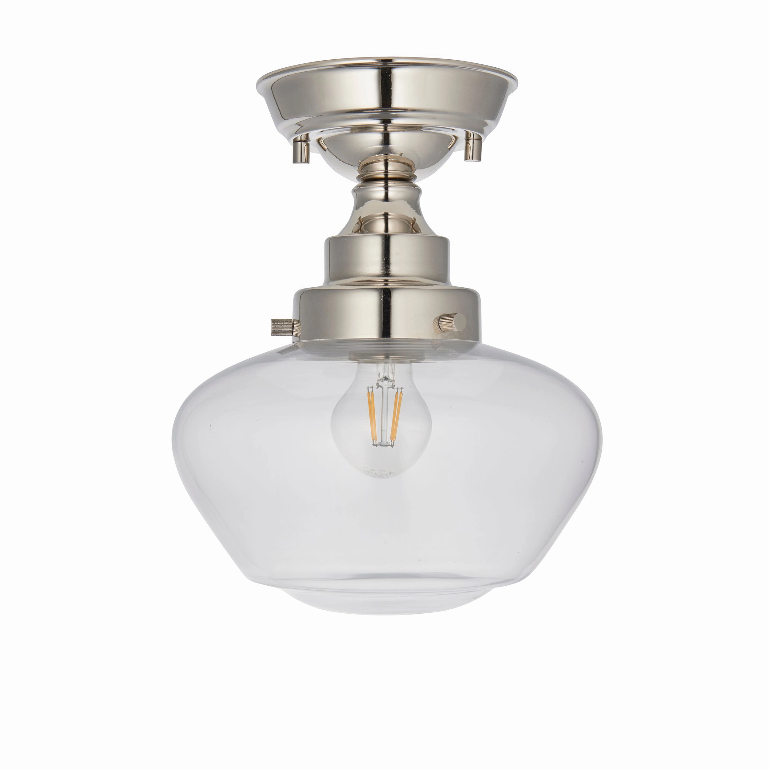 Camberley Nickel School House Semi Flush Ceiling Light