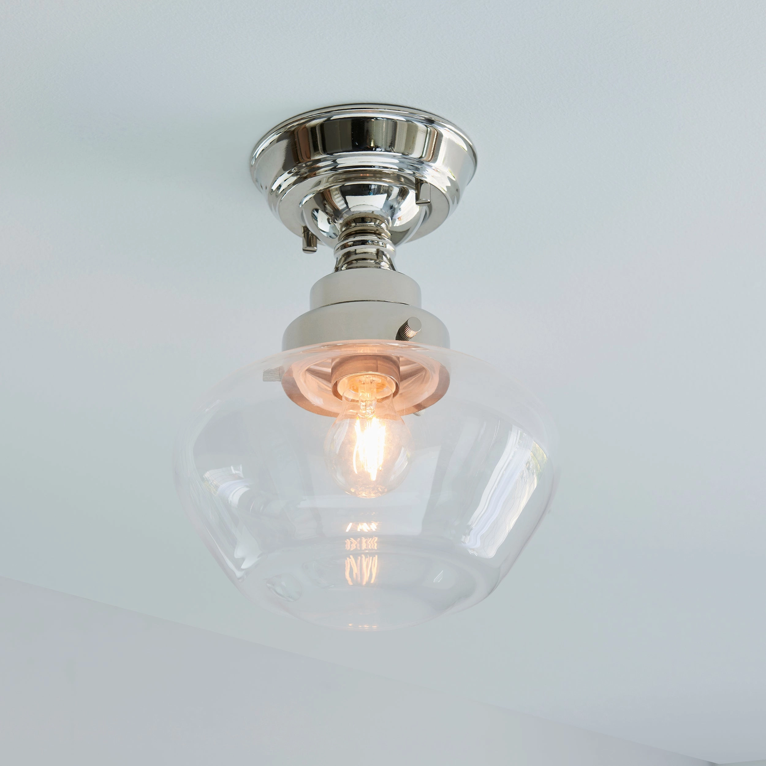 Camberley Nickel School House Semi Flush Ceiling Light
