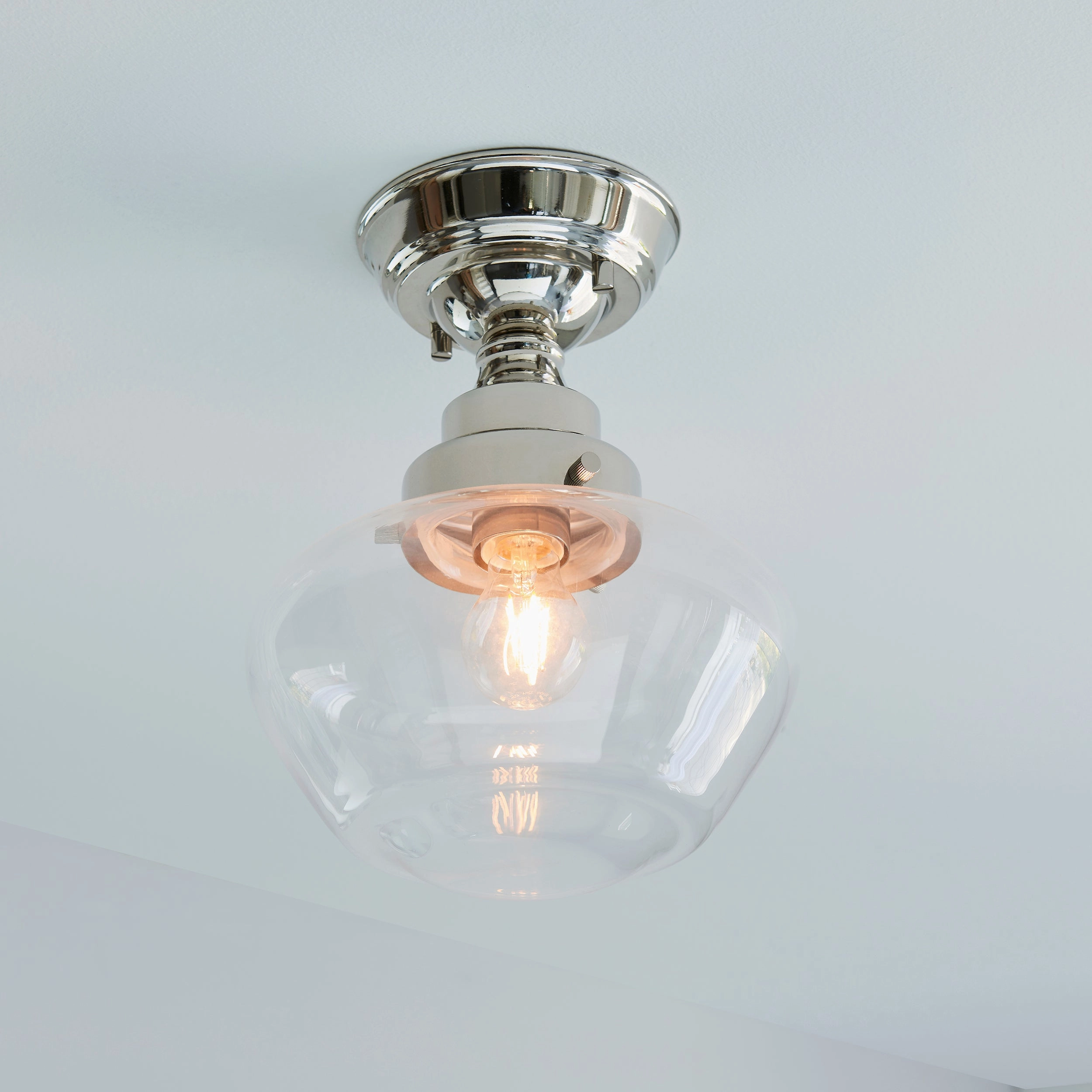 Camberley Nickel School House Semi Flush Ceiling Light