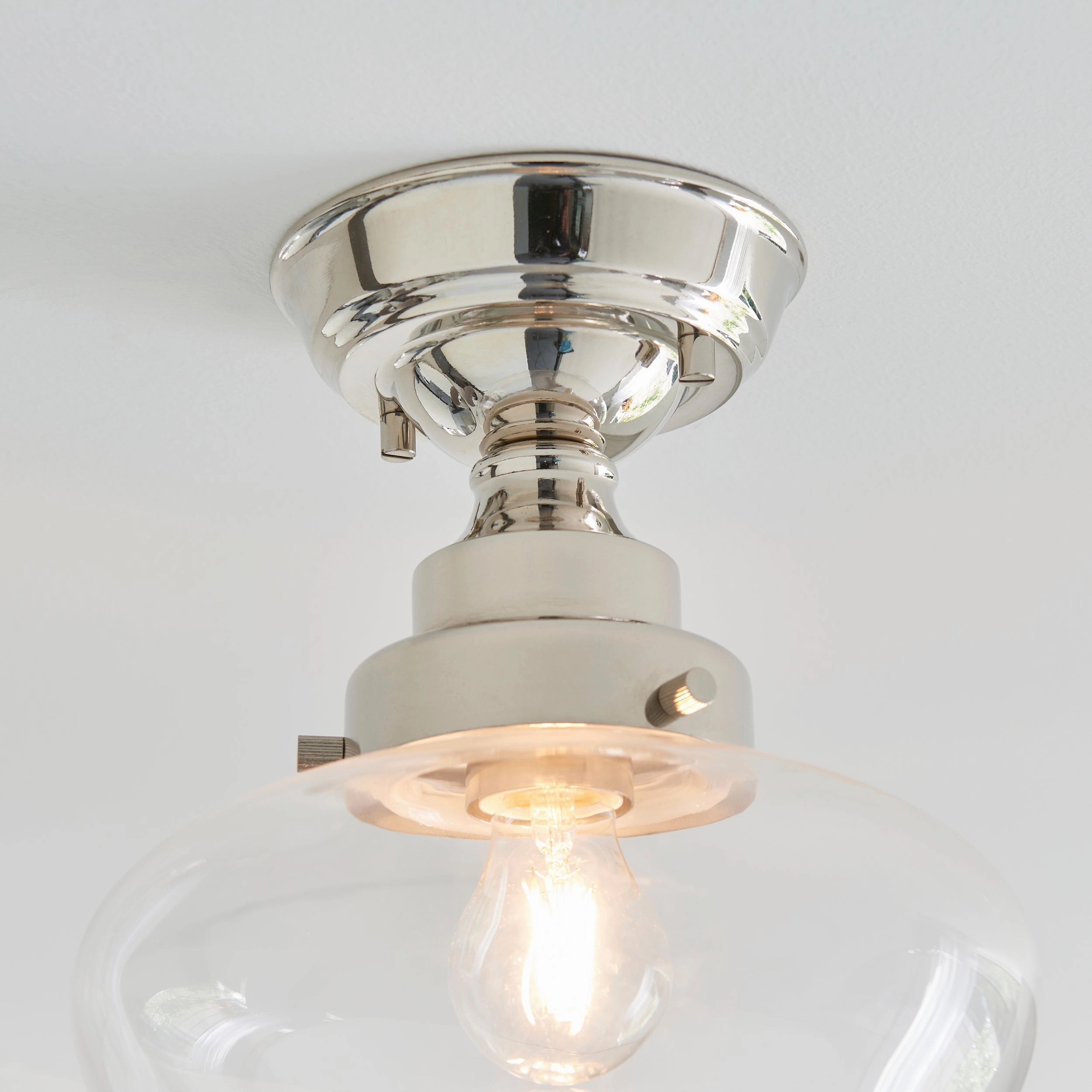 Camberley Nickel School House Semi Flush Ceiling Light