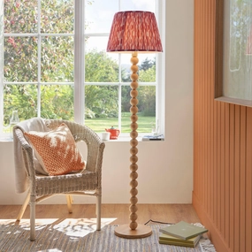 Cane Bamboo Floor Lamp & Ikat 40cm Coral Pink Shade creative lampshade design