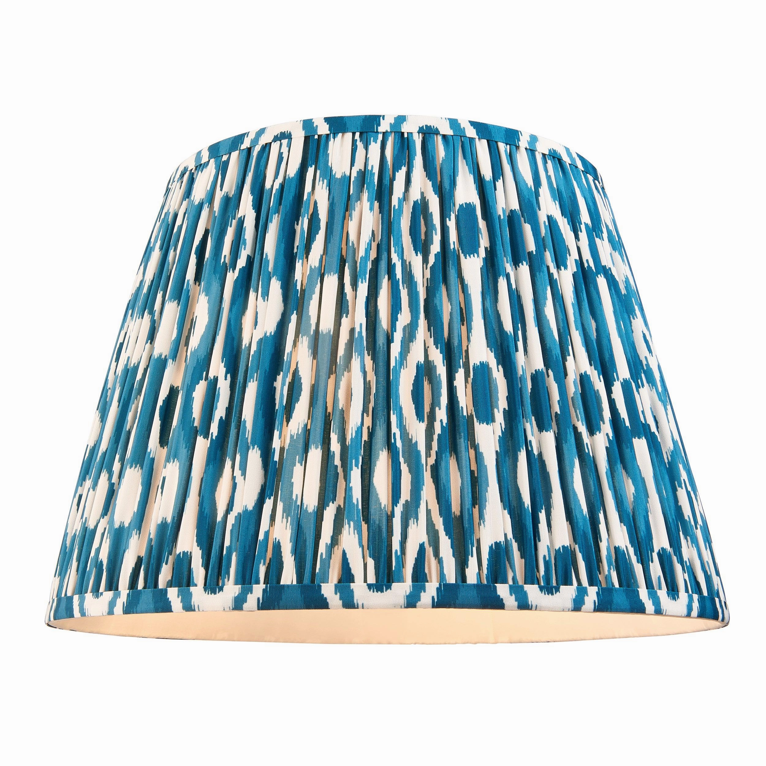 Cane Bamboo Floor Lamp & Ikat 40cm Marlin Blue Shade