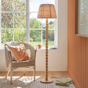 Cane Bamboo Floor Lamp & Ikat 40cm Neutral Shade creative lampshade design