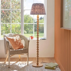 Cane Bamboo Floor Lamp & Ikat 40cm Pearl Grey Shade creative lampshade design