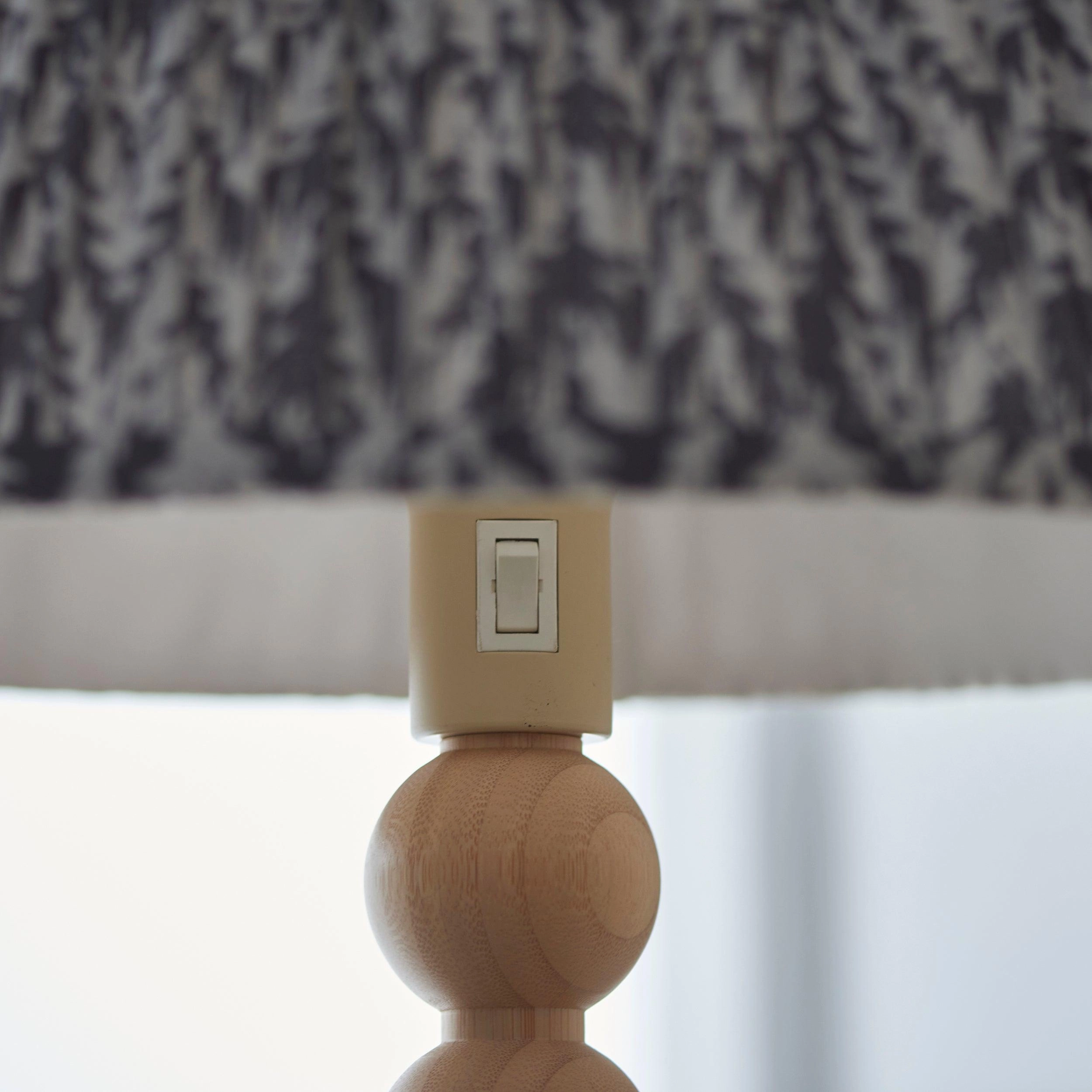 Cane Bamboo Floor Lamp & Leaf 40cm Pearl Grey Shade