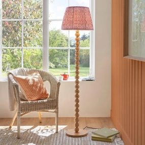 Cane Bamboo Floor Lamp & Ripple 40cm Coral Pink Shade creative lampshade design