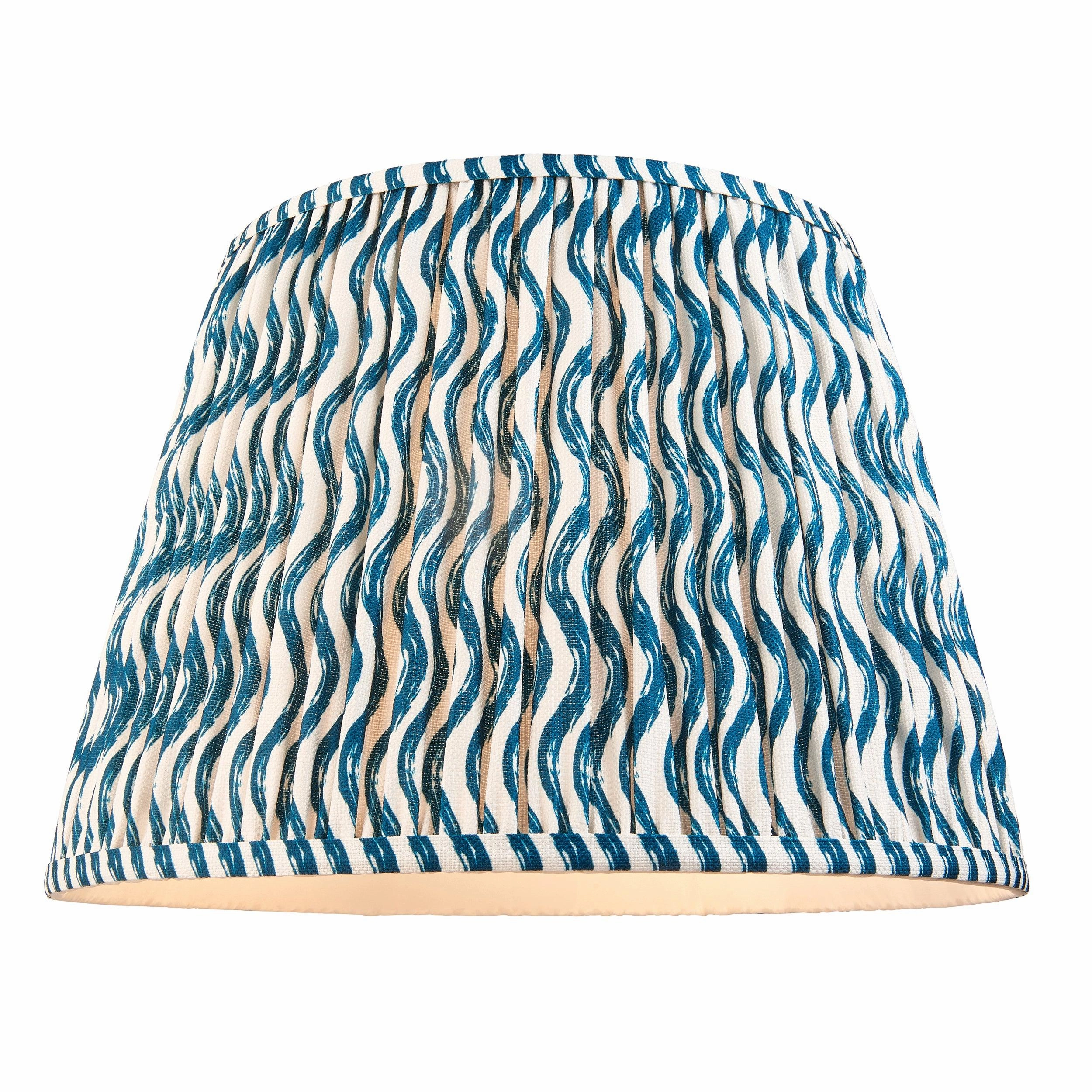 Cane Bamboo Floor Lamp & Ripple 40cm Marlin Blue Shade