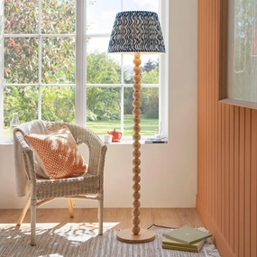 Cane Bamboo Floor Lamp & Ripple 40cm Marlin Blue Shade creative lampshade design