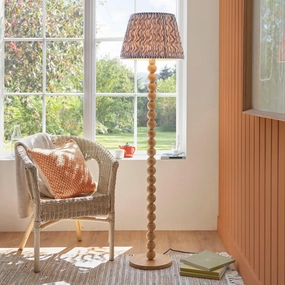 Cane Bamboo Floor Lamp & Ripple 40cm Pearl Grey Shade creative lampshade design