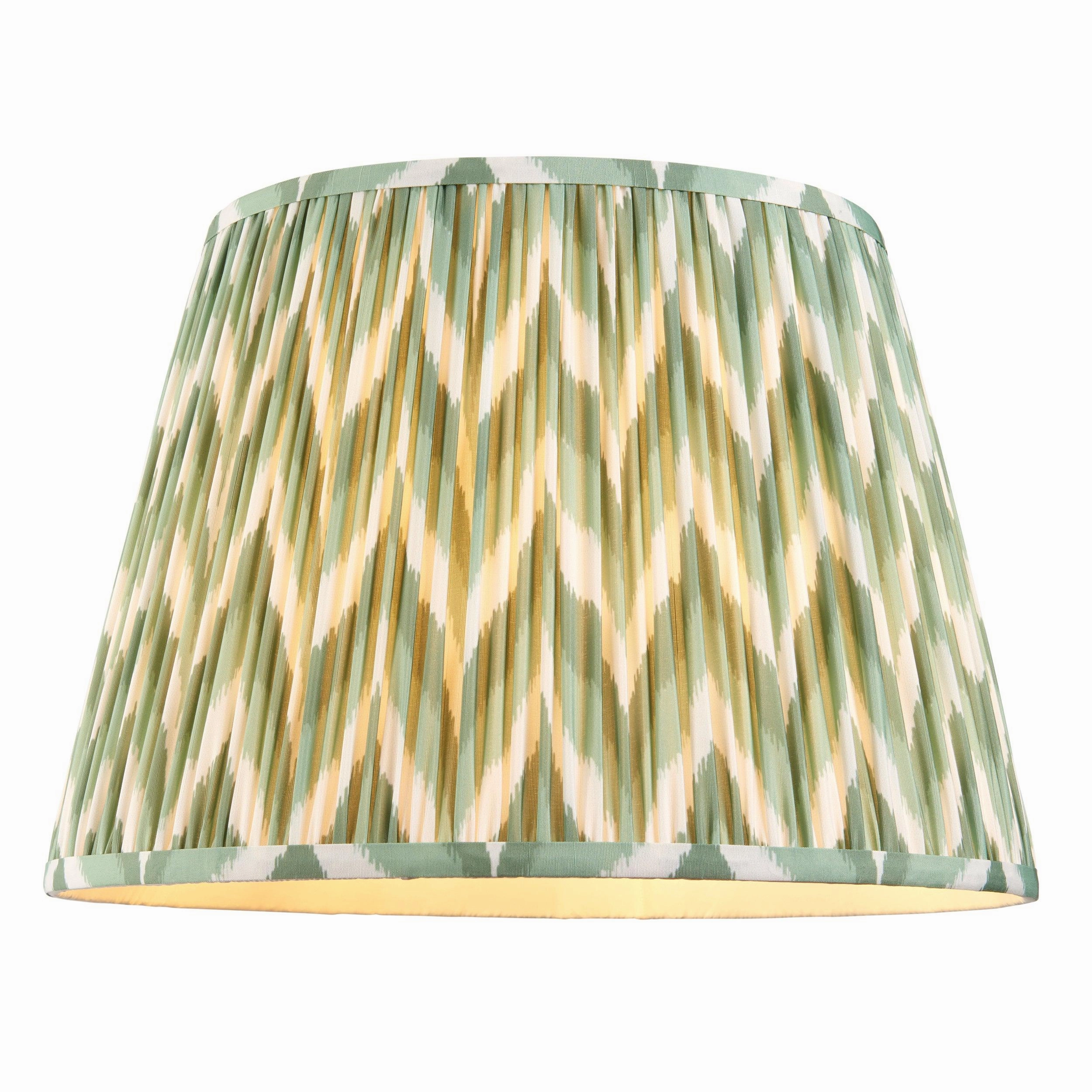 Cane Bamboo Floor Lamp & Zigzag 40cm Cotswold Green Shade