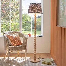 Cane Bamboo Floor Lamp & Zigzag 40cm Pearl Grey Shade creative lampshade design