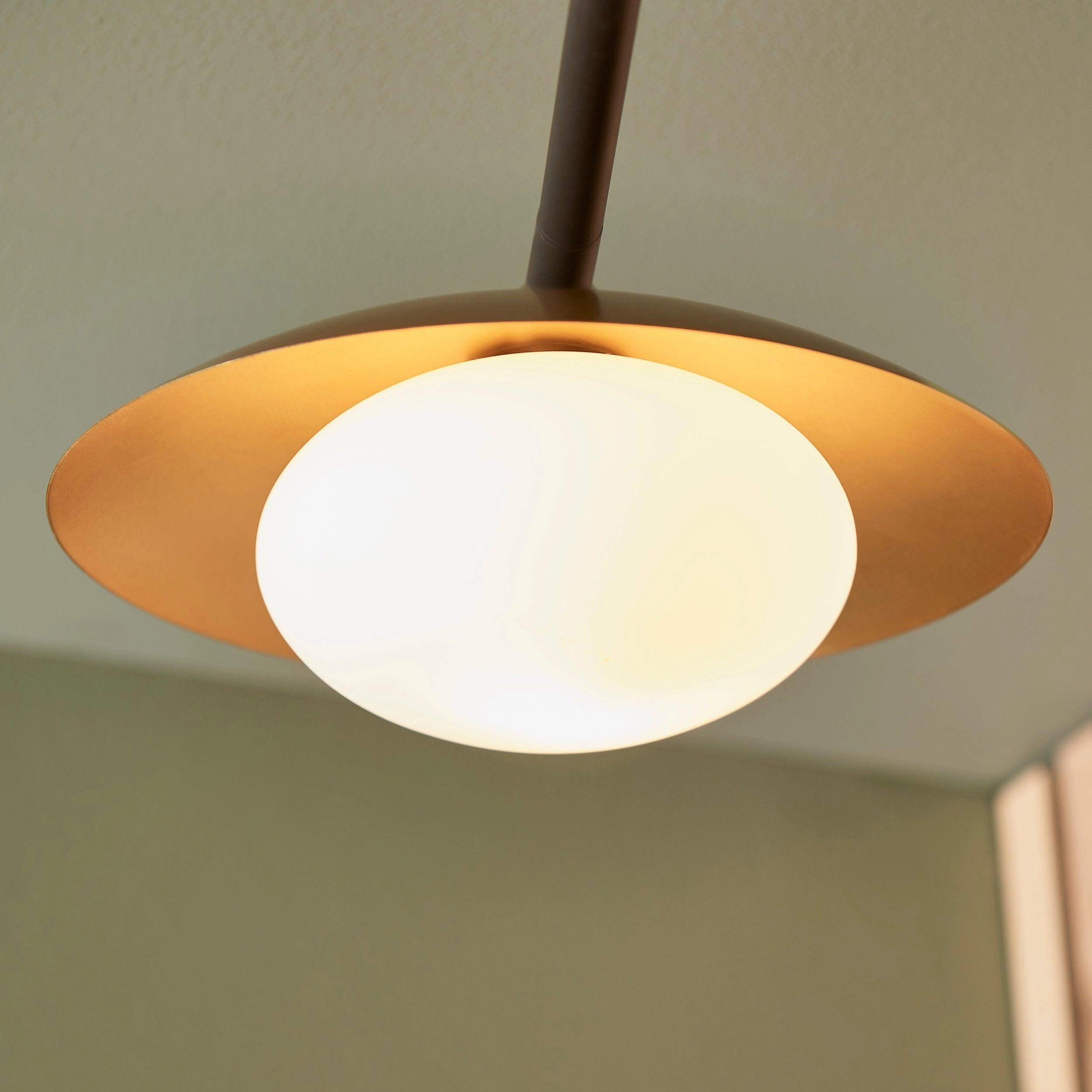 Carlton 3 Light Black & Gold Semi Flush - Opal Glass Shades