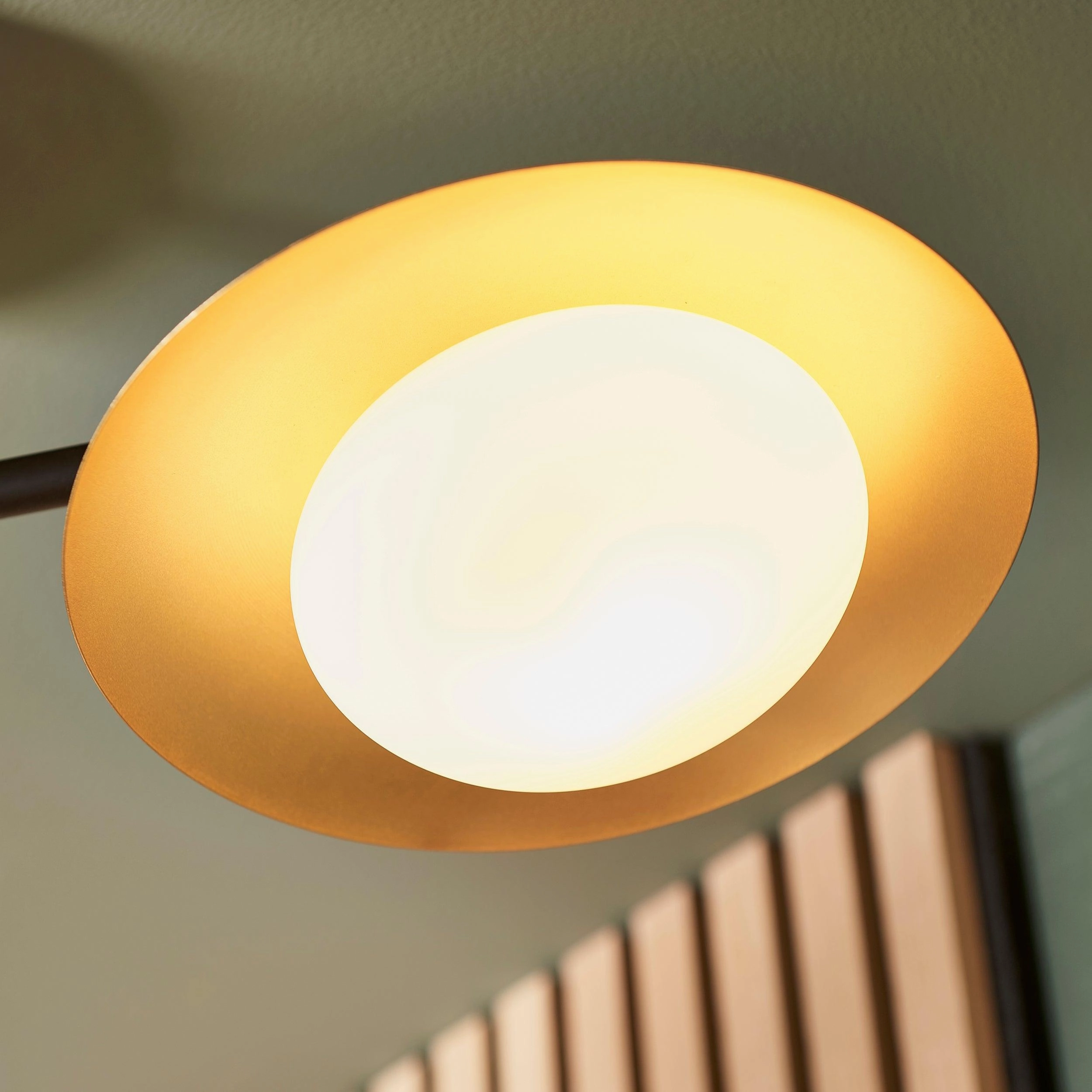 Carlton 3 Light Black & Gold Semi Flush - Opal Glass Shades