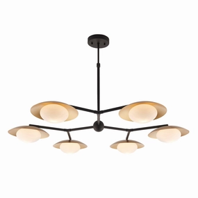 Carlton Xl 6 Light Black & Gold Semi Flush - Opal Glass Shades white ceiling lamp