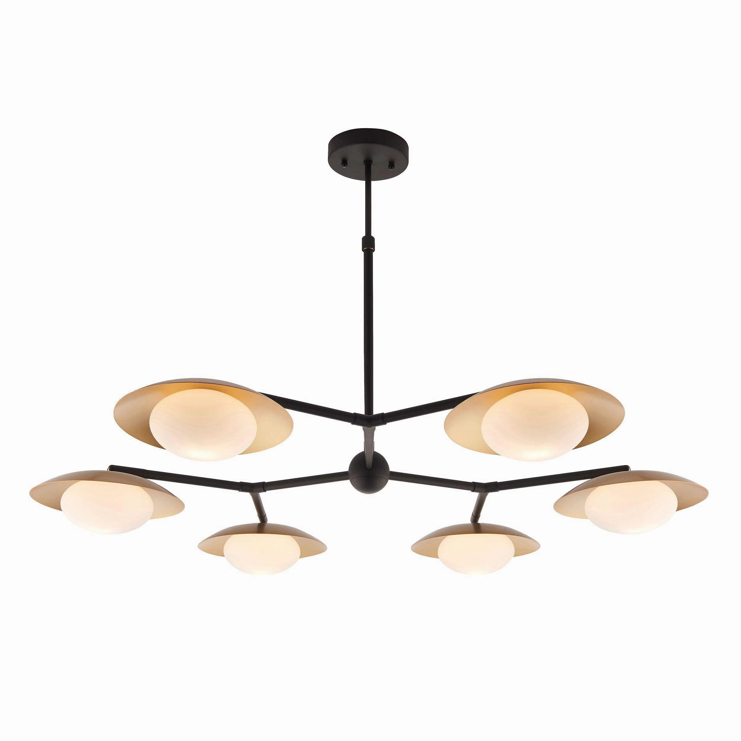 Carlton Xl 6 Light Black & Gold Semi Flush - Opal Glass Shades white ceiling lamp