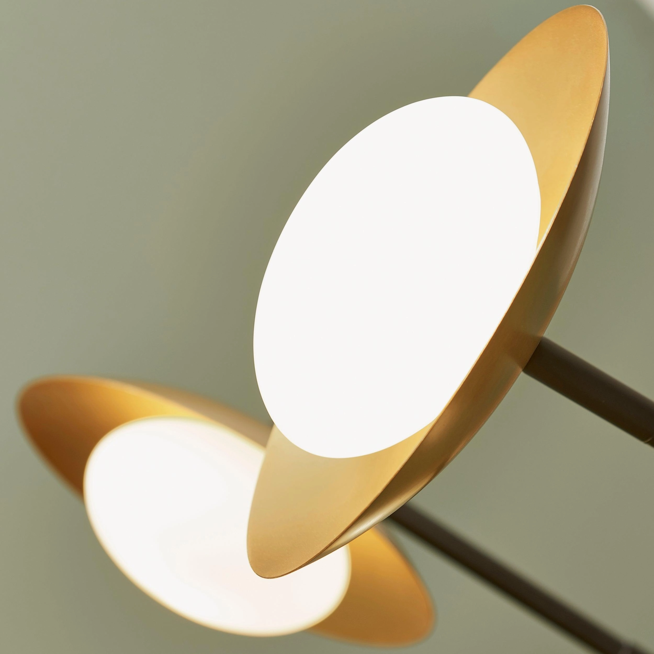 Carlton Xl 6 Light Black & Gold Semi Flush - Opal Glass Shades
