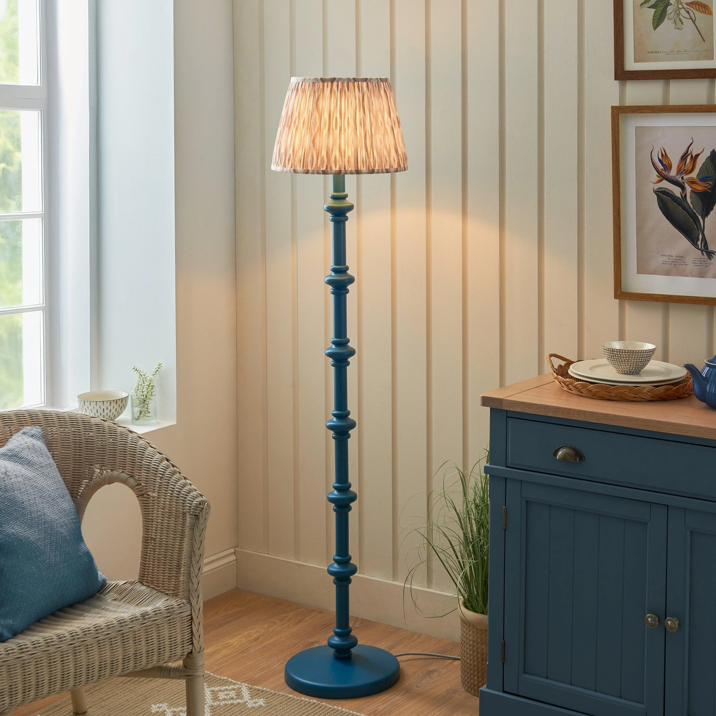 Carnaby Blue Floor Lamp & Ikat 35cm Neutral Shade creative lampshade design